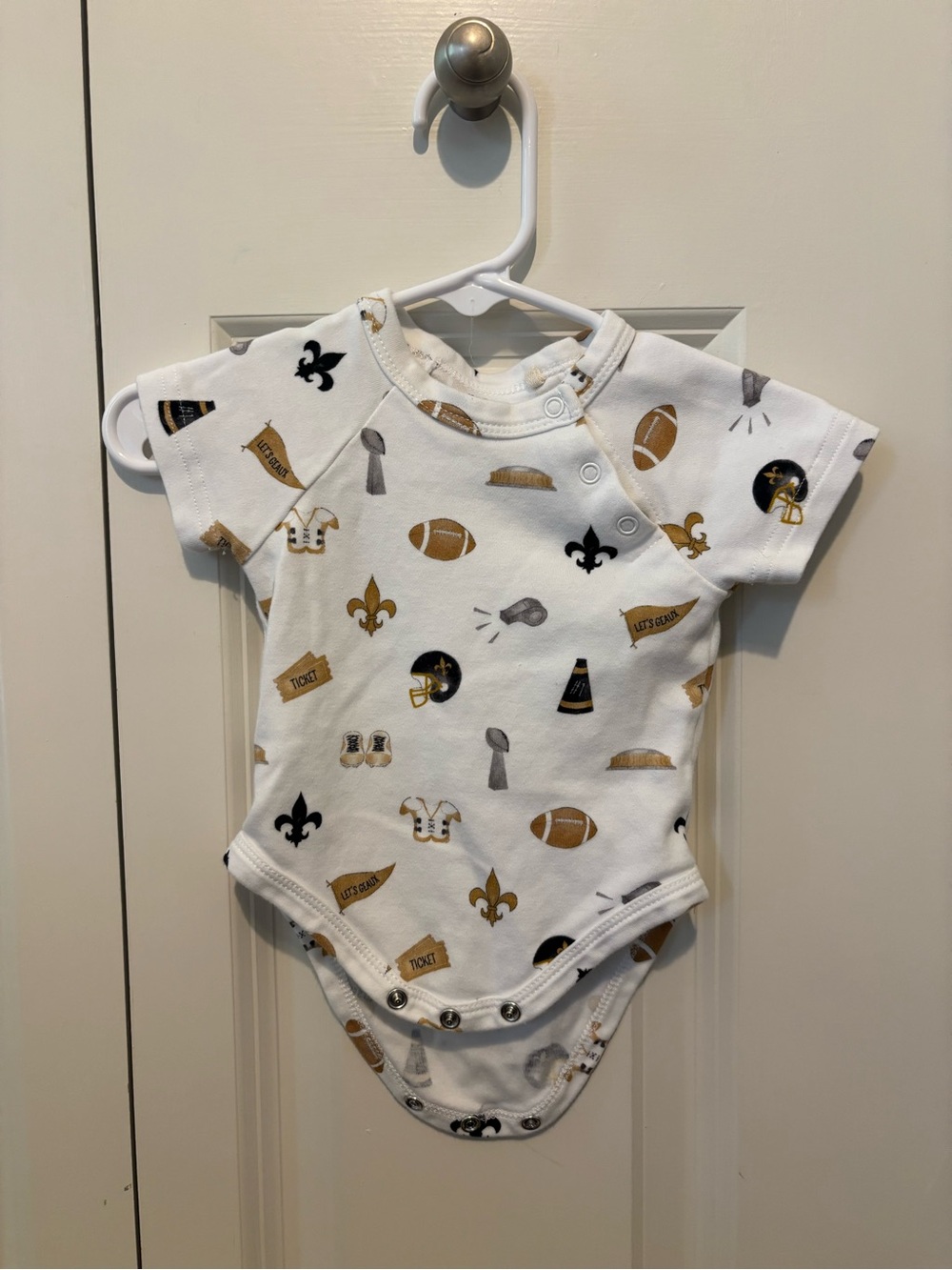 NOLA Tawk Saints Football Print Baby One-Piece